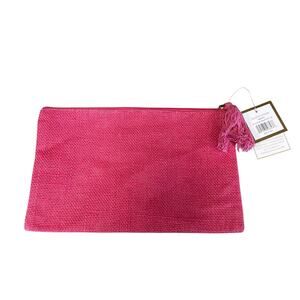 NWT Royal Standard Pink Jute Cosmetic Bag 10x6